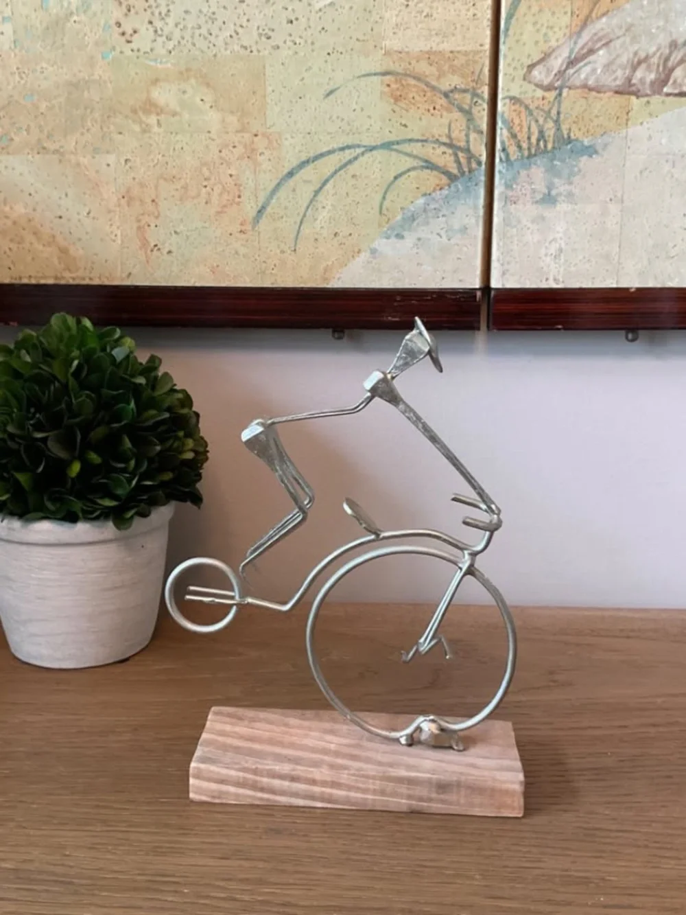 Metal & Wood Bicycle Sculpture Art Piece